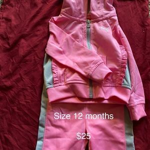 Baby girl Puma  2 piece pants and jacket size 12 months